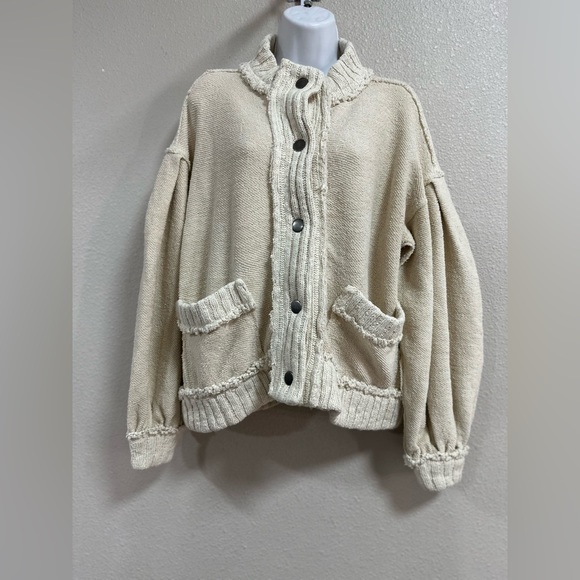 FREE PEOPLE We The Free Cute In This Cardigan Womens Size Small Ivory Chunky NWT - Picture 5 of 16